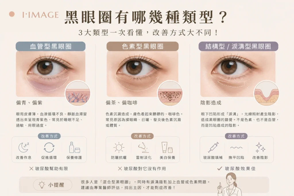 黑眼圈血管型色素型結構型3種類型