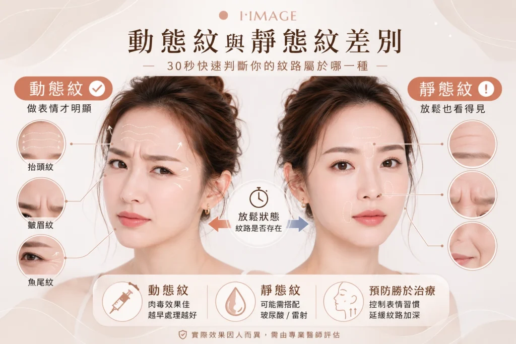 動態紋與靜態紋差別肉毒適合動態紋