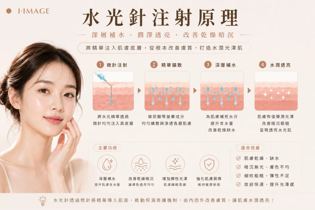 水光針注射玻尿酸進真皮層補水提亮