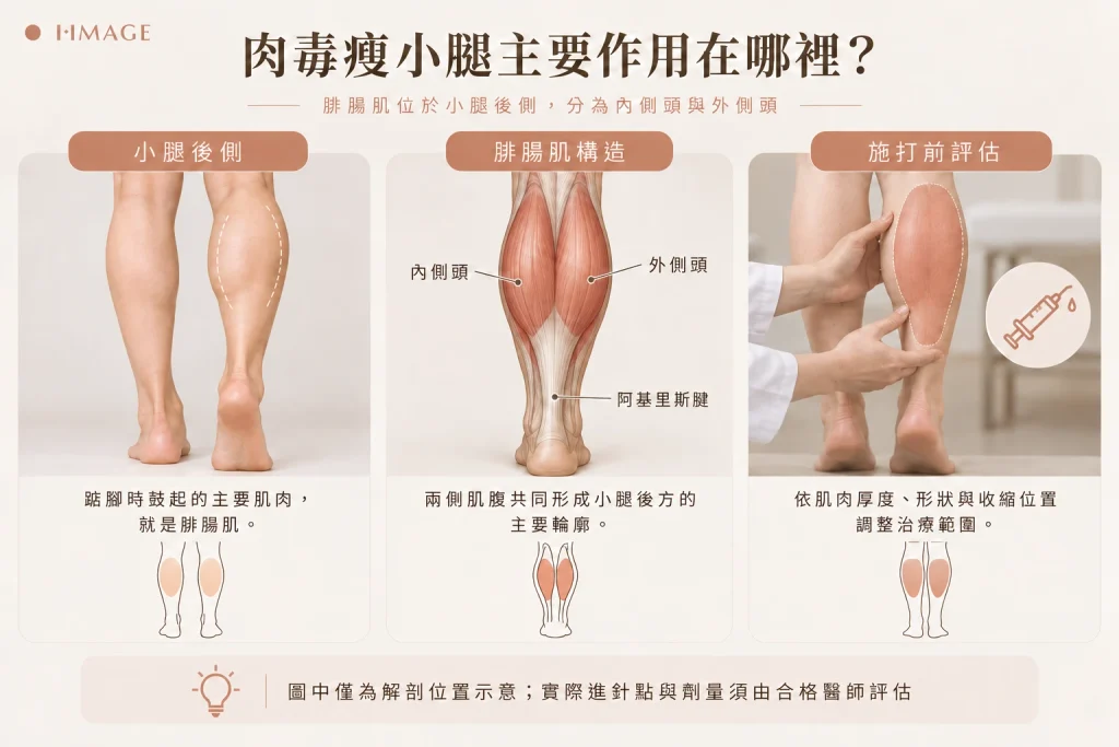 肉毒瘦小腿施打腓腸肌位置示意